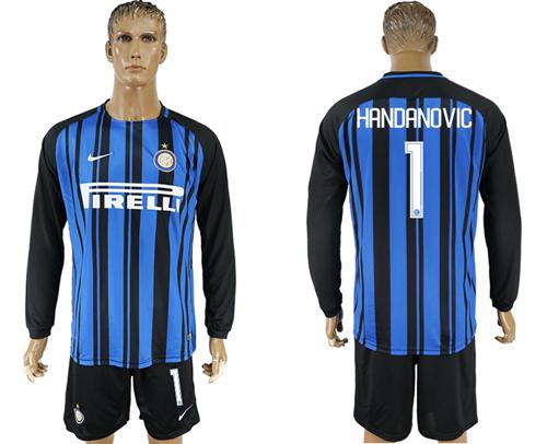 Inter Milan #1 Handanovic Home Long Sleeves Soccer Club Jersey